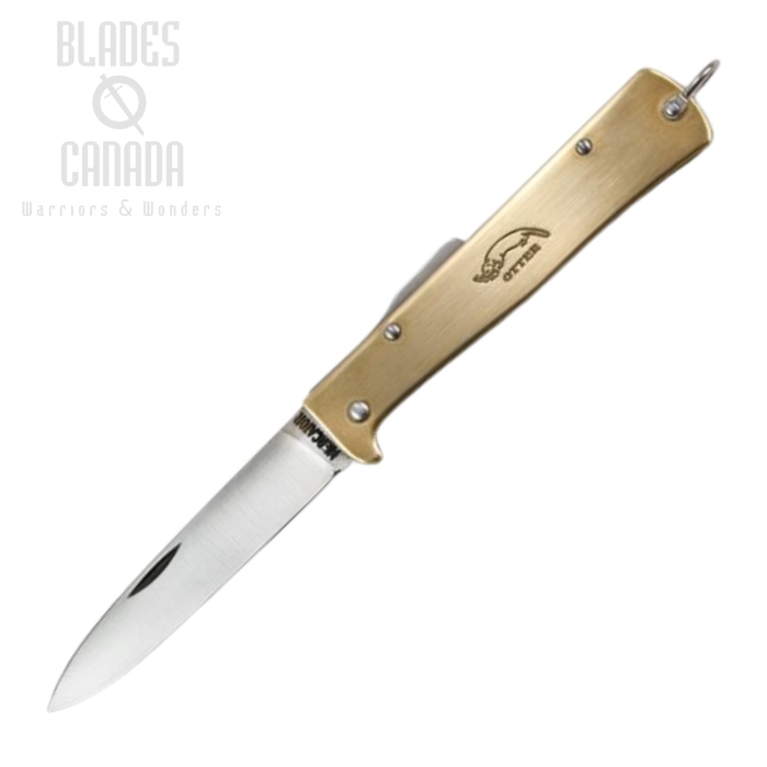 Otter-Messer Mercator Folding Knife, C75 Carbon, Brass Handle, L154B